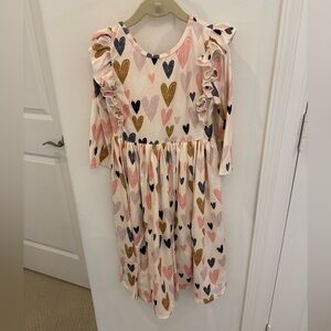Mila & Rose Heart Print Kids Dress with Ruffles
